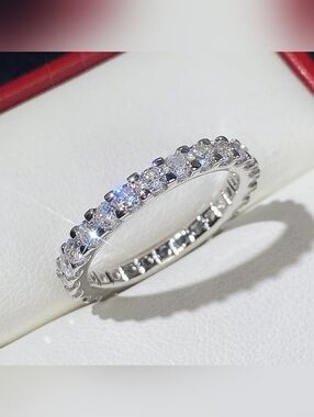 Enternity 3mm Ring In Silver With CZ Diamond Band